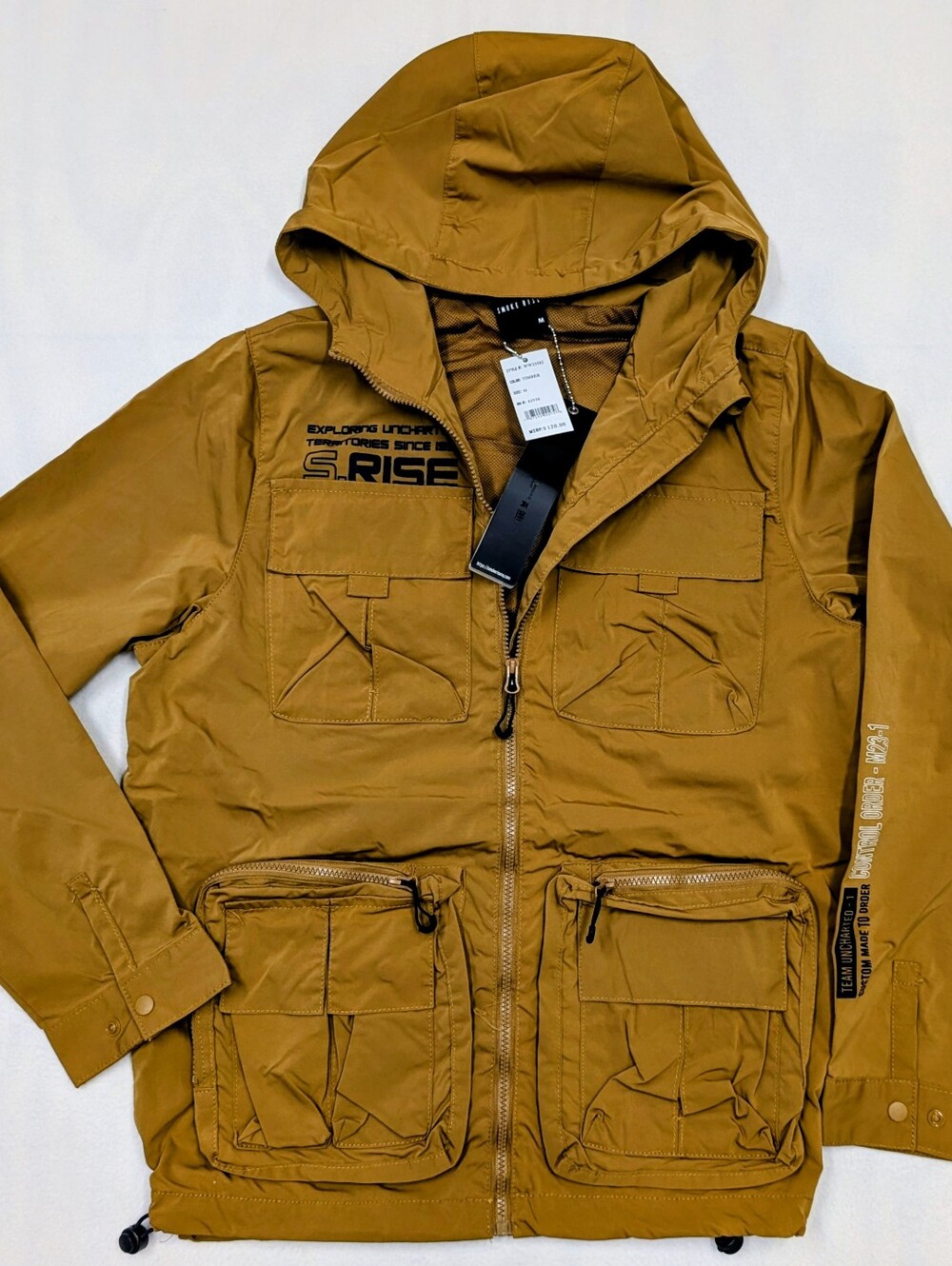 Smoke Rise Men's Nylon Utility Jacket Rust Brown Multi Pocket NWT Size M